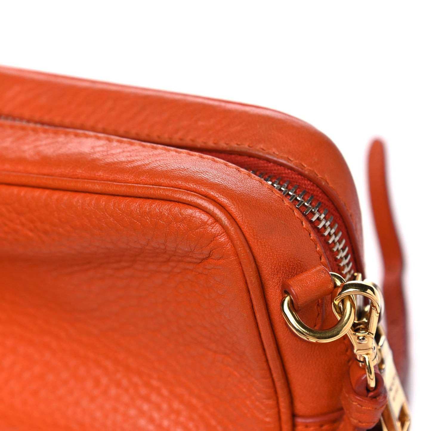 Vitello Daino Mini Camera Crossbody Papaya