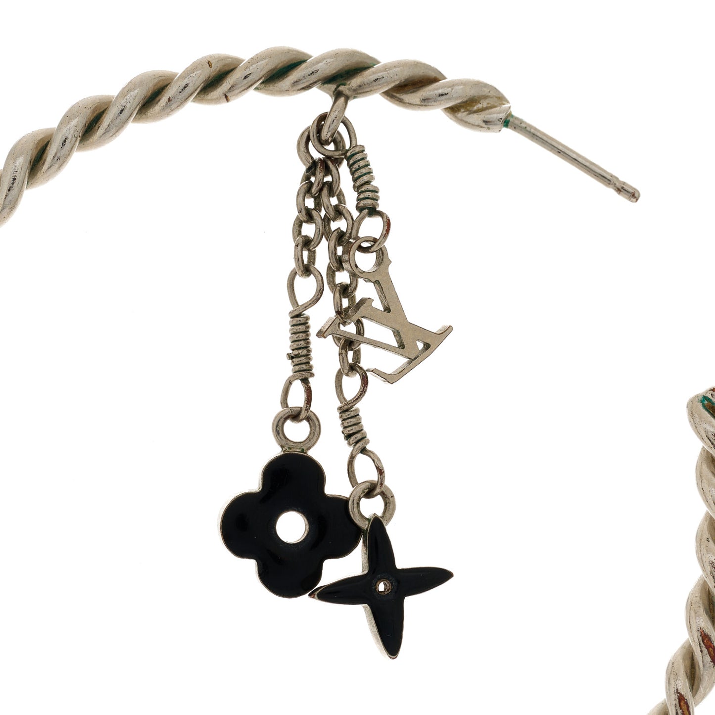 Sweet Monogram Creole Hoop Earrings Silver