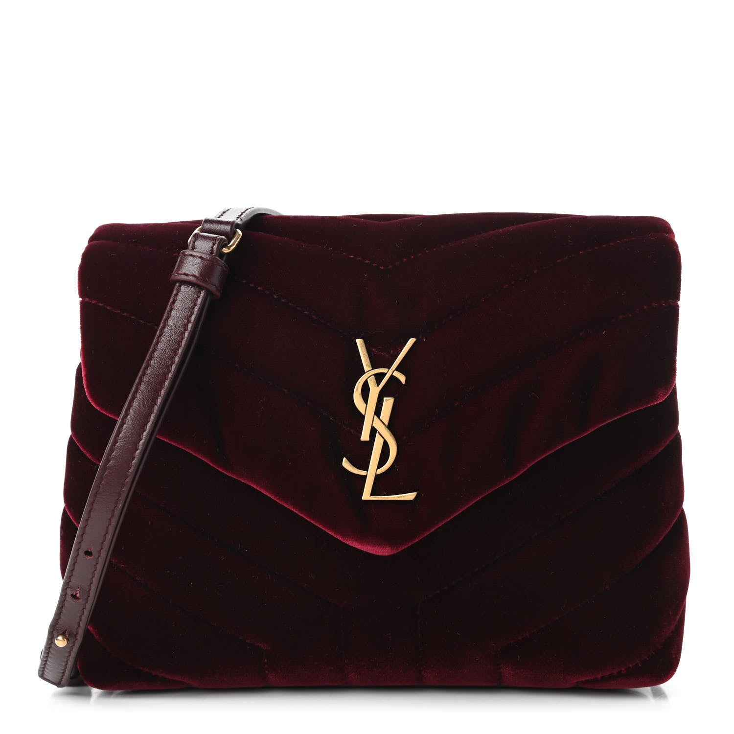 Saint Laurent Velvet Y Quilted Monogram Toy Loulou Chain Satchel Light Burgundy 1 of 11