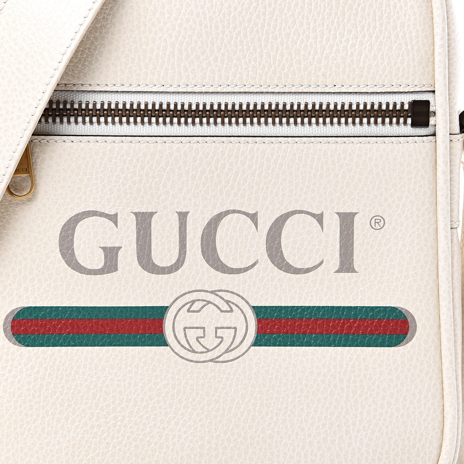 Gucci Grained Calfskin Logo Messenger Bag White 7 of 9
