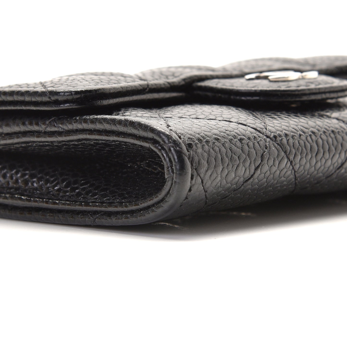 Caviar Quilted Flap Card Holder Black