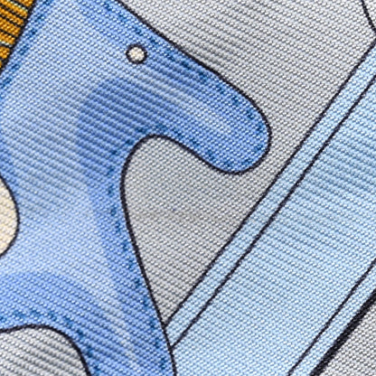 Hermes Silk Brides et Gris Twilly Gris Bleu Jean White Miel 5 of 5