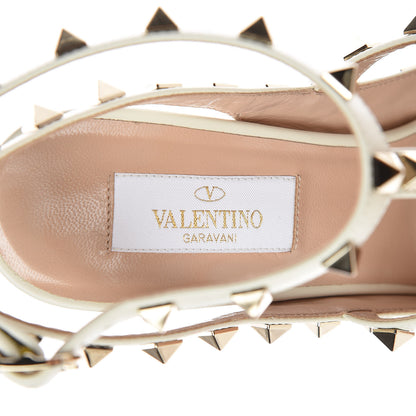 Valentino Garavani Nappa Crystal Camustars Rockstud Ankle Strap 100mm Pumps 37 Silver Gold 8 of 10