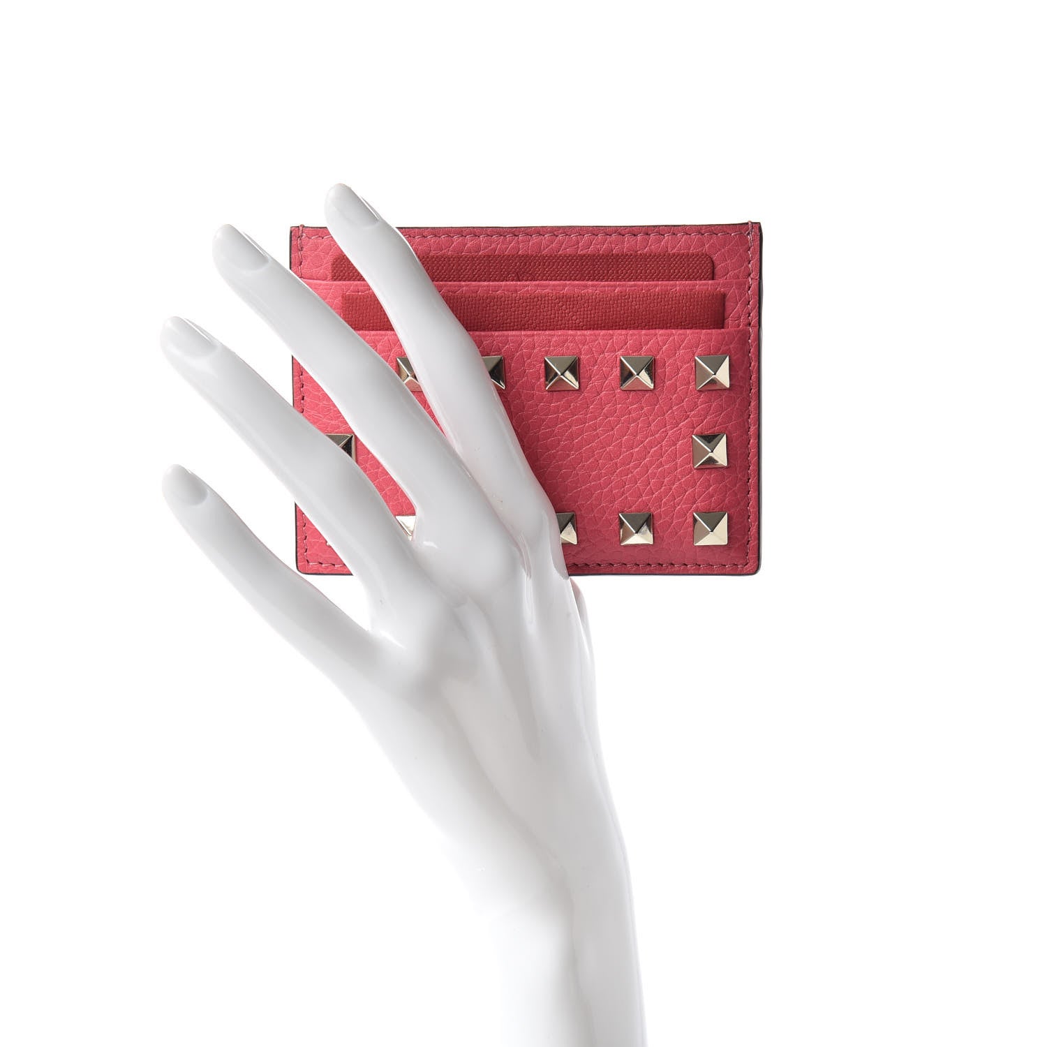 Valentino Garavani Pebbled Calfskin Rockstud Card Holder Shadow Pink 2 of 6