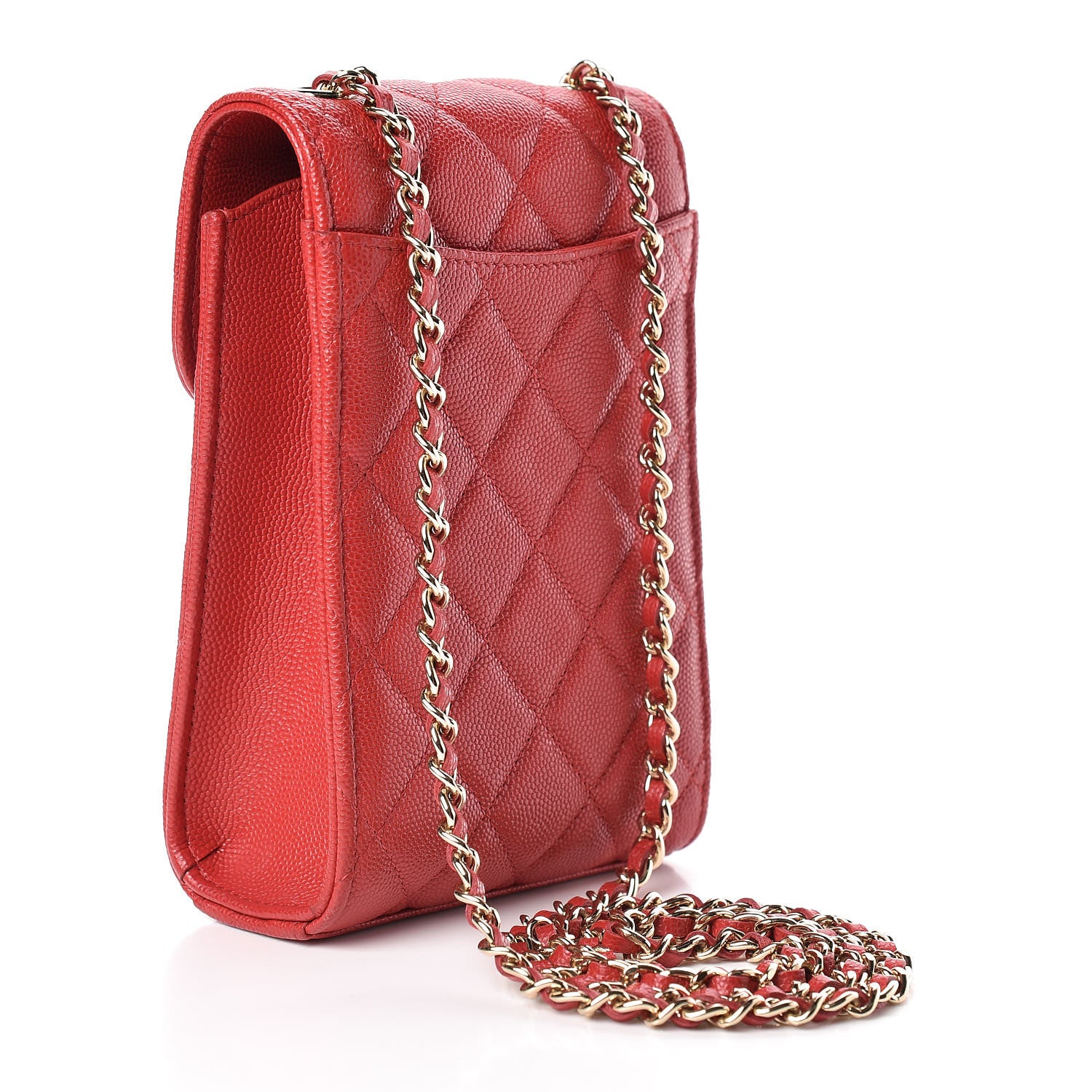 Chanel Caviar Quilted Classic Phone Holder Red 3 of 13