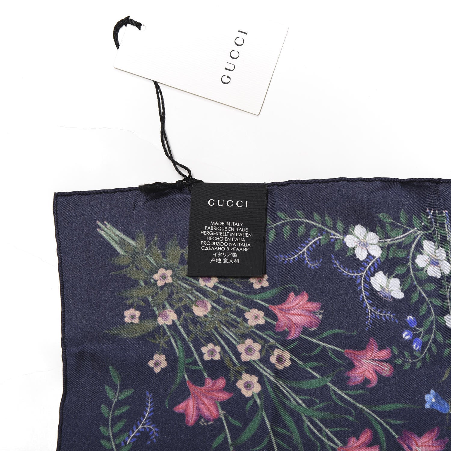 Gucci Silk Twill Nuovoflora Square Handkerchief Midnight Blue Blue 4 of 5