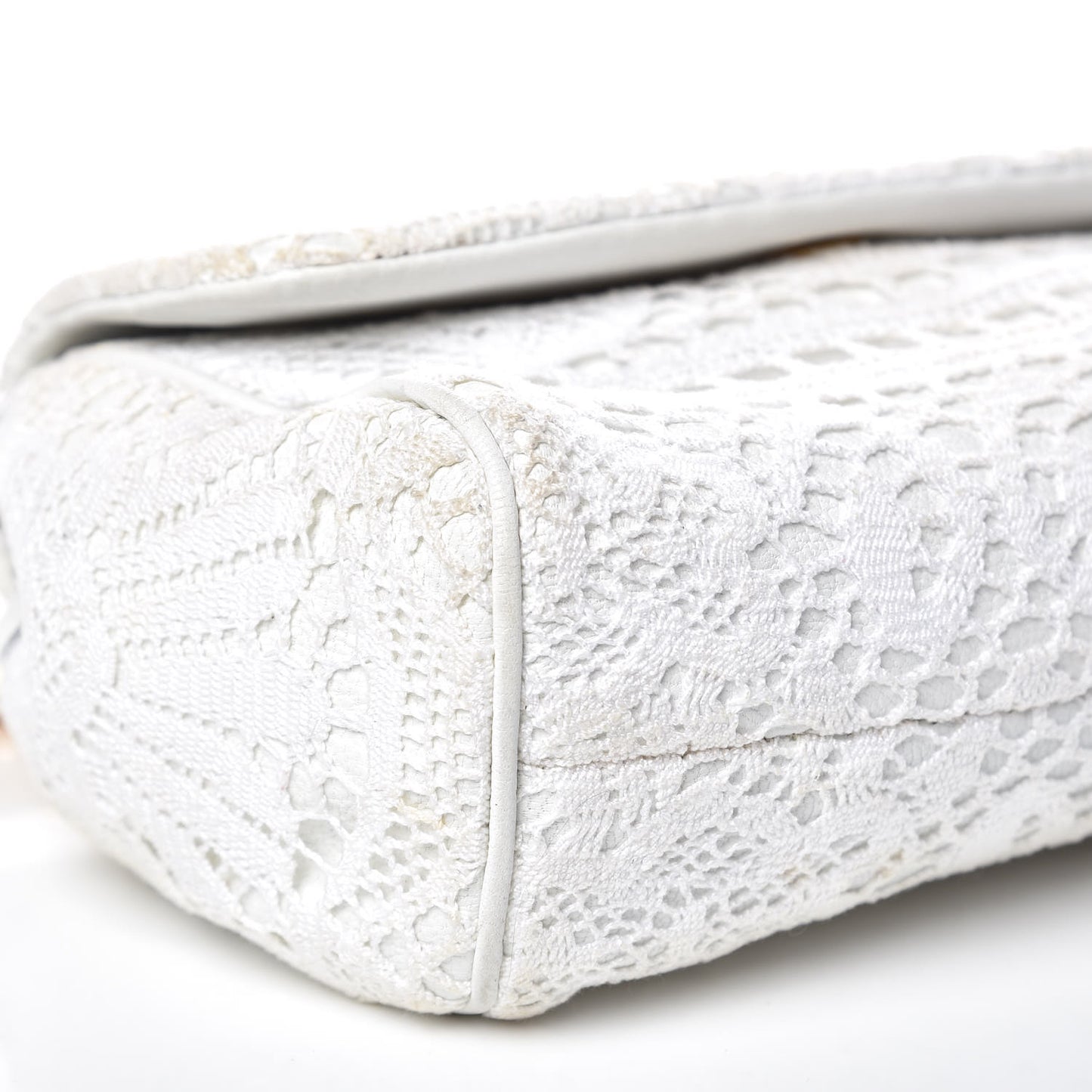 Calfskin Lace Small Miss Sicily Satchel White