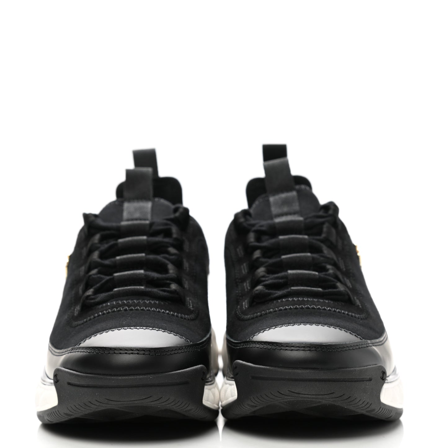 Velvet Calfskin Mixed Fibers CC Sneakers 36 Black
