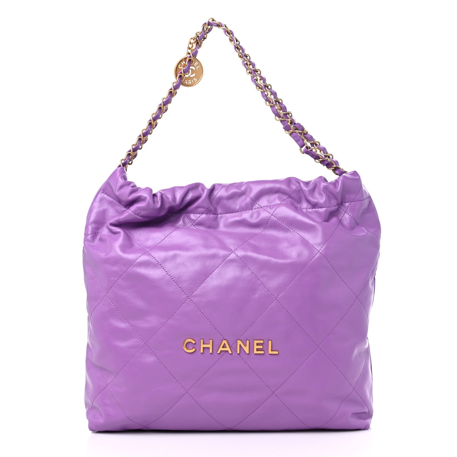 Chanel Shiny Calfskin Quilted Chanel 22 Purple 3 of 10