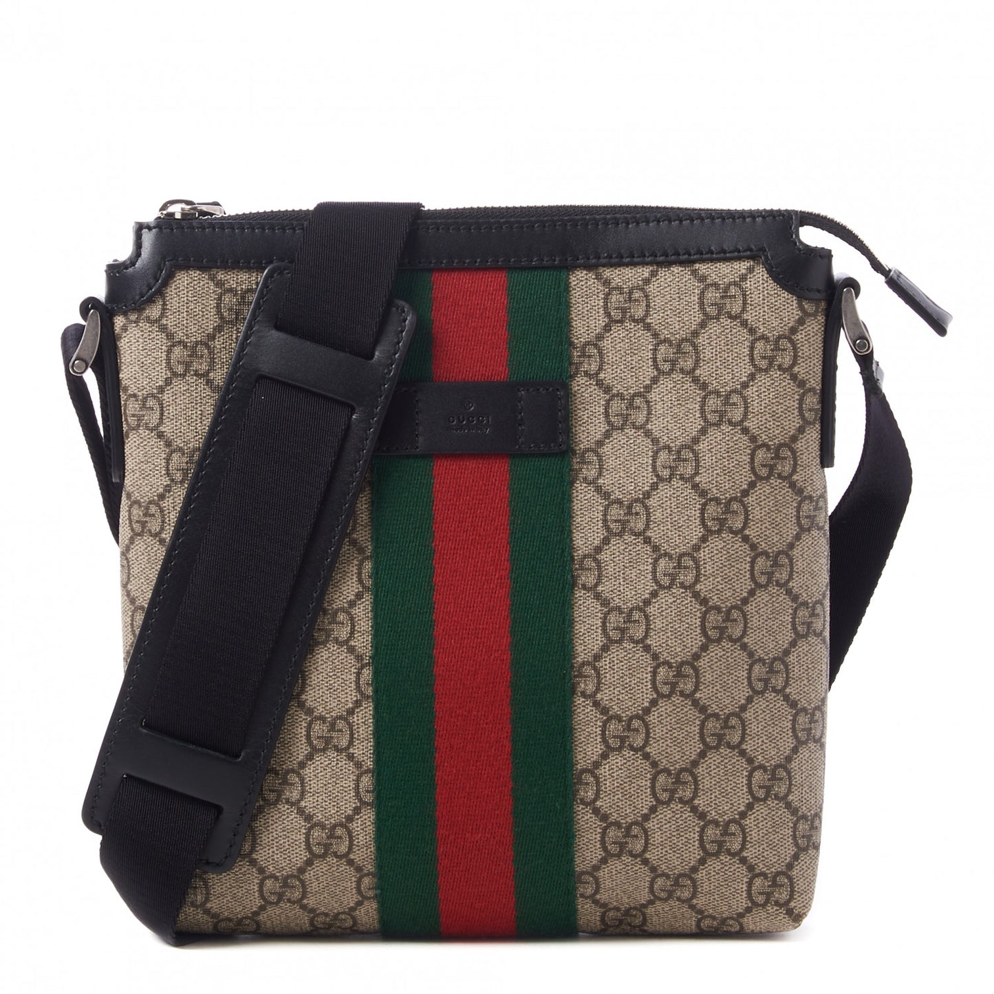 GG Supreme Monogram Web Messenger Bag Black