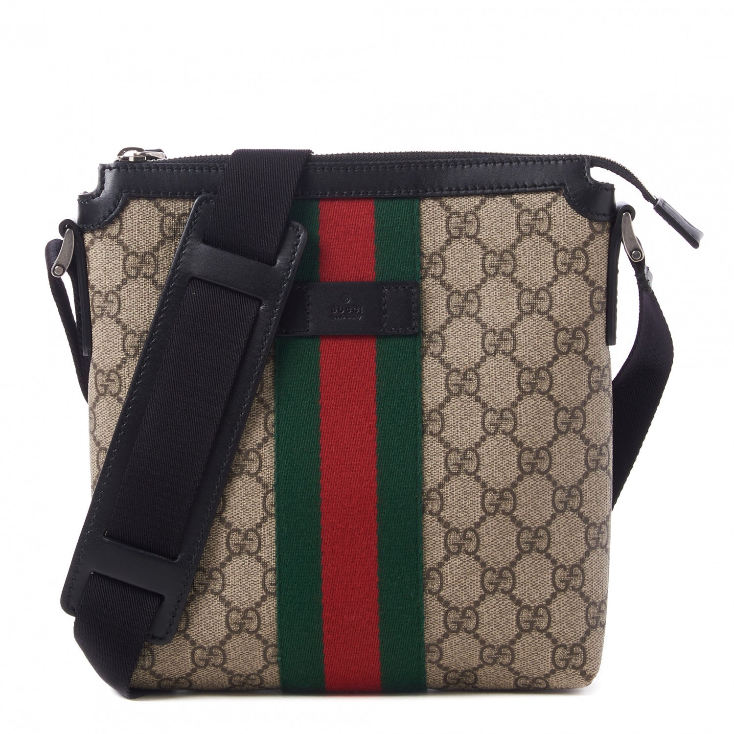 Gucci GG Supreme Monogram Web Messenger Bag Black 1 of 10