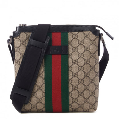 Gucci GG Supreme Monogram Web Messenger Bag Black 1 of 10