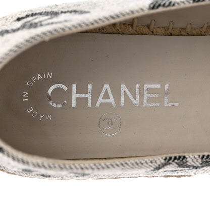 Chanel Cotton Jacquard Grosgrain CC Print Espadrilles 39 Grey Black 6 of 12