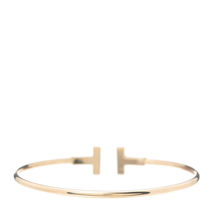 Tiffany 18K Rose Gold Diamond T Wire Bracelet 3 of 5