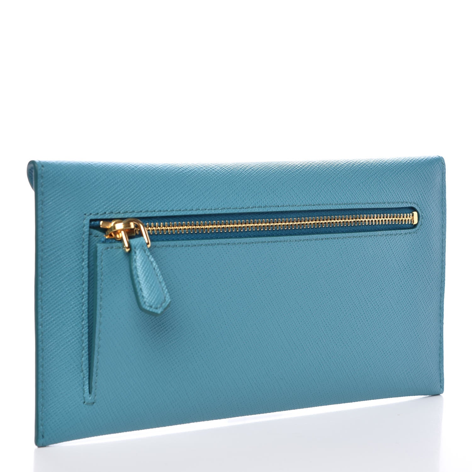 Prada Saffiano Metal Envelope Wallet Turchese 3 of 8