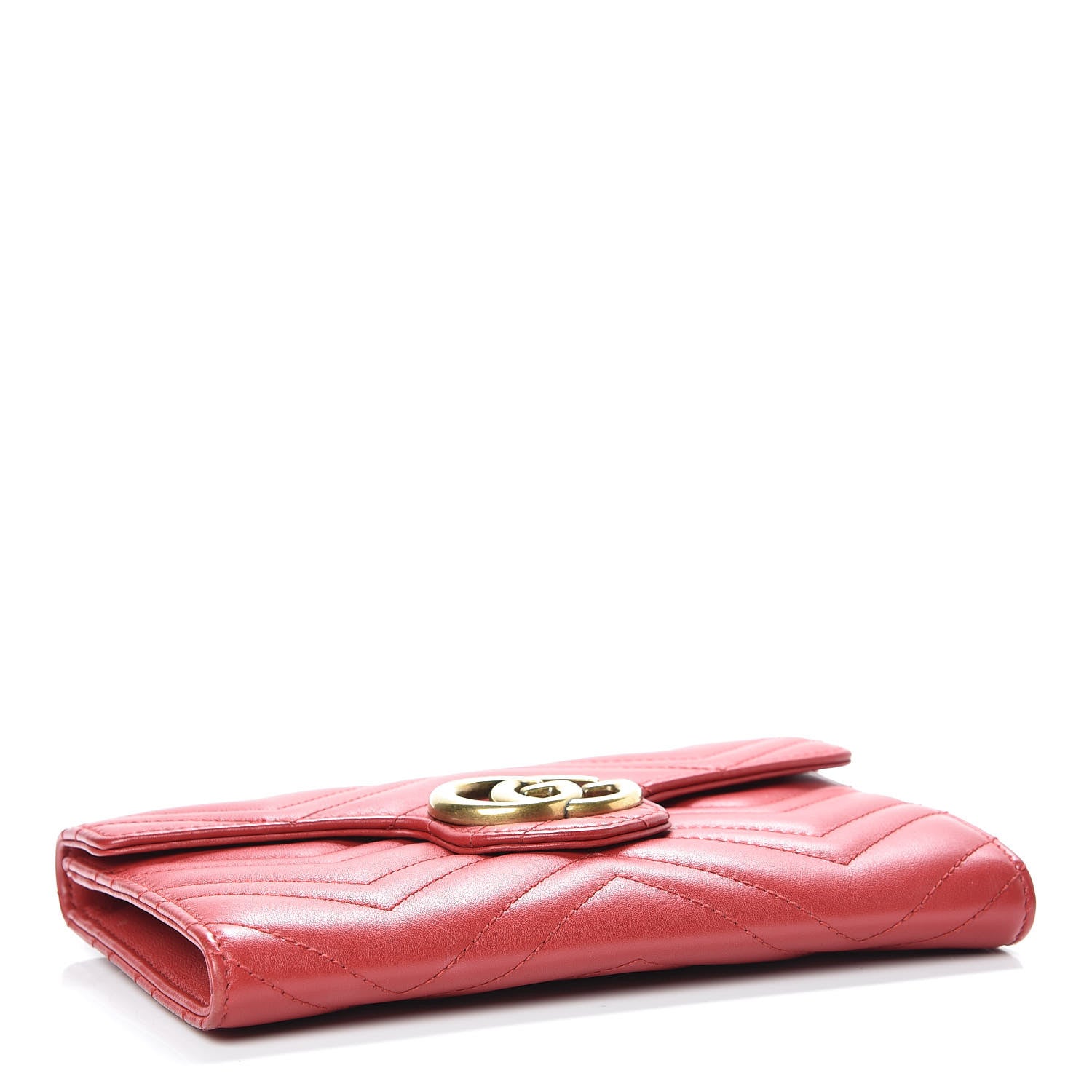 Gucci Calfskin Matelasse Mini GG Marmont Chain Wallet Hibiscus Red 4 of 16