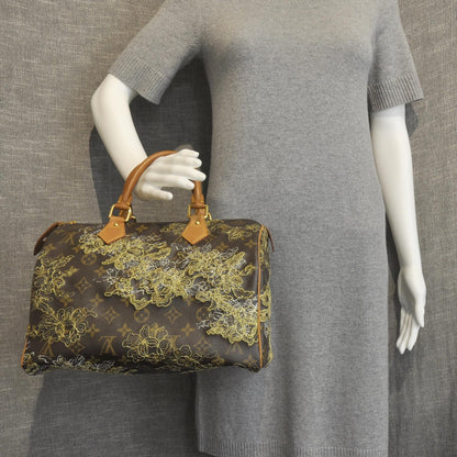 Louis Vuitton Monogram Dentelle Speedy 30 Gold 2 of 9