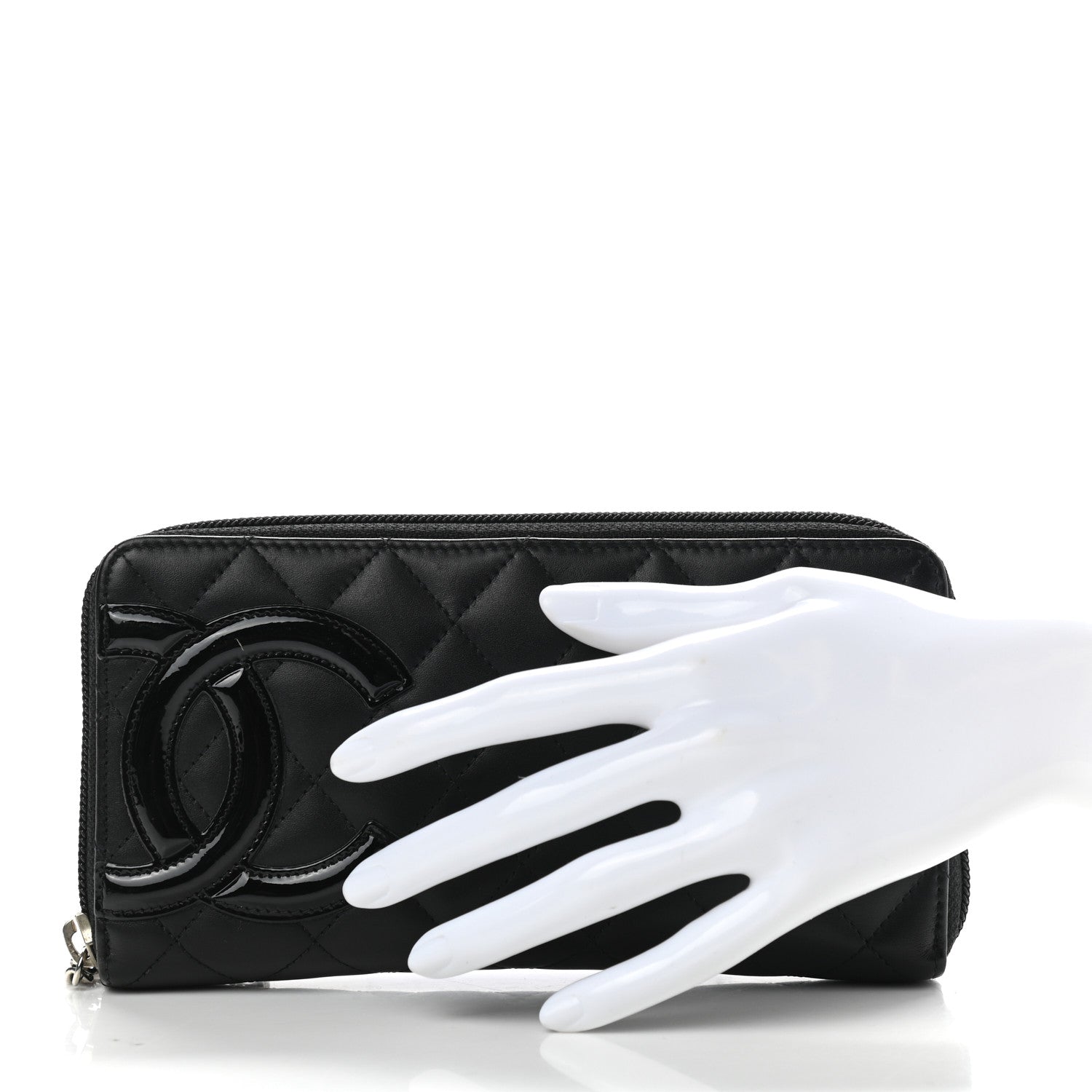 Chanel Calfskin Quilted Cambon Large Gusset Zip Around Wallet Black 2 of 10