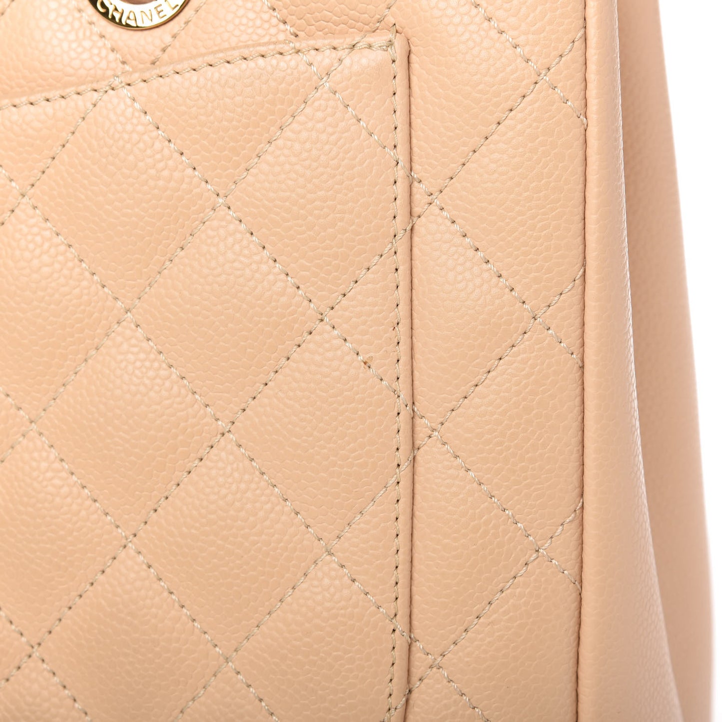 Caviar Quilted Grand Shopping Tote GST Beige Clair