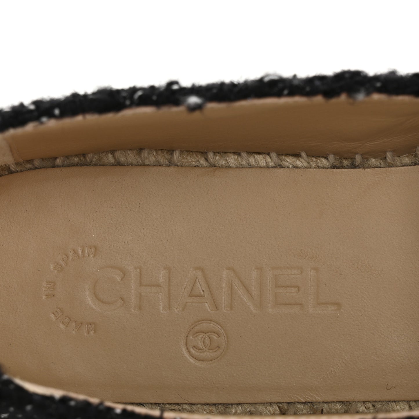 Metallic Lambskin Tweed CC Espadrilles 41 Black Silver