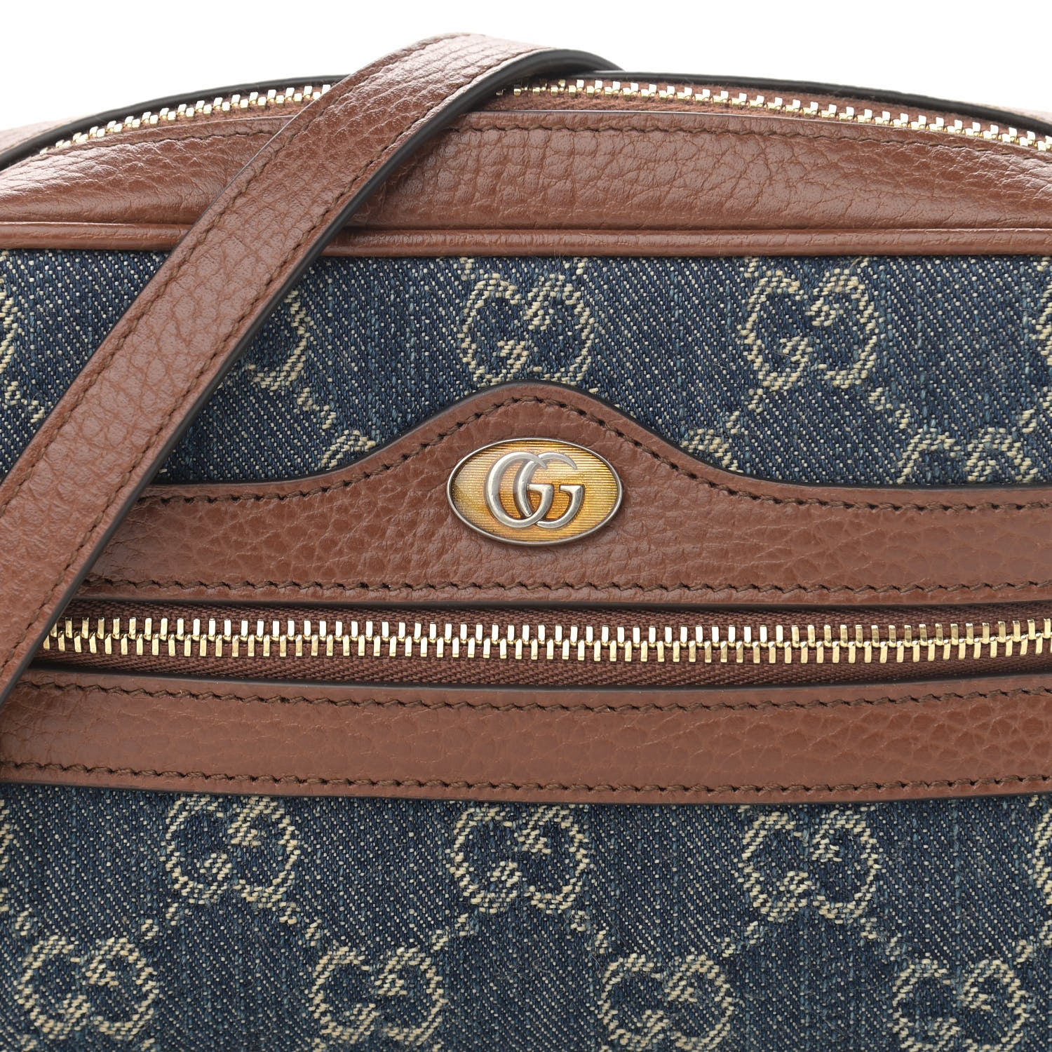 Gucci New Denim GG Monogram Dollar Calfskin Mini Ophidia Shoulder Bag Blue Tea Cuir Epilog 10 of 10