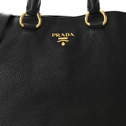 Prada Vitello Daino Side Zip Tote Black 9 of 12
