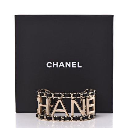 Chanel Lambskin Vintage Allure Cuff Bracelet M Black Gold 6 of 6