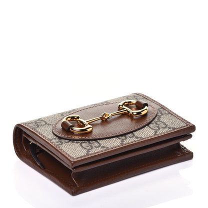 Gucci GG Supreme Monogram Horsebit 1955 Card Case Wallet Beige Ebony Brown Sugar 4 of 7