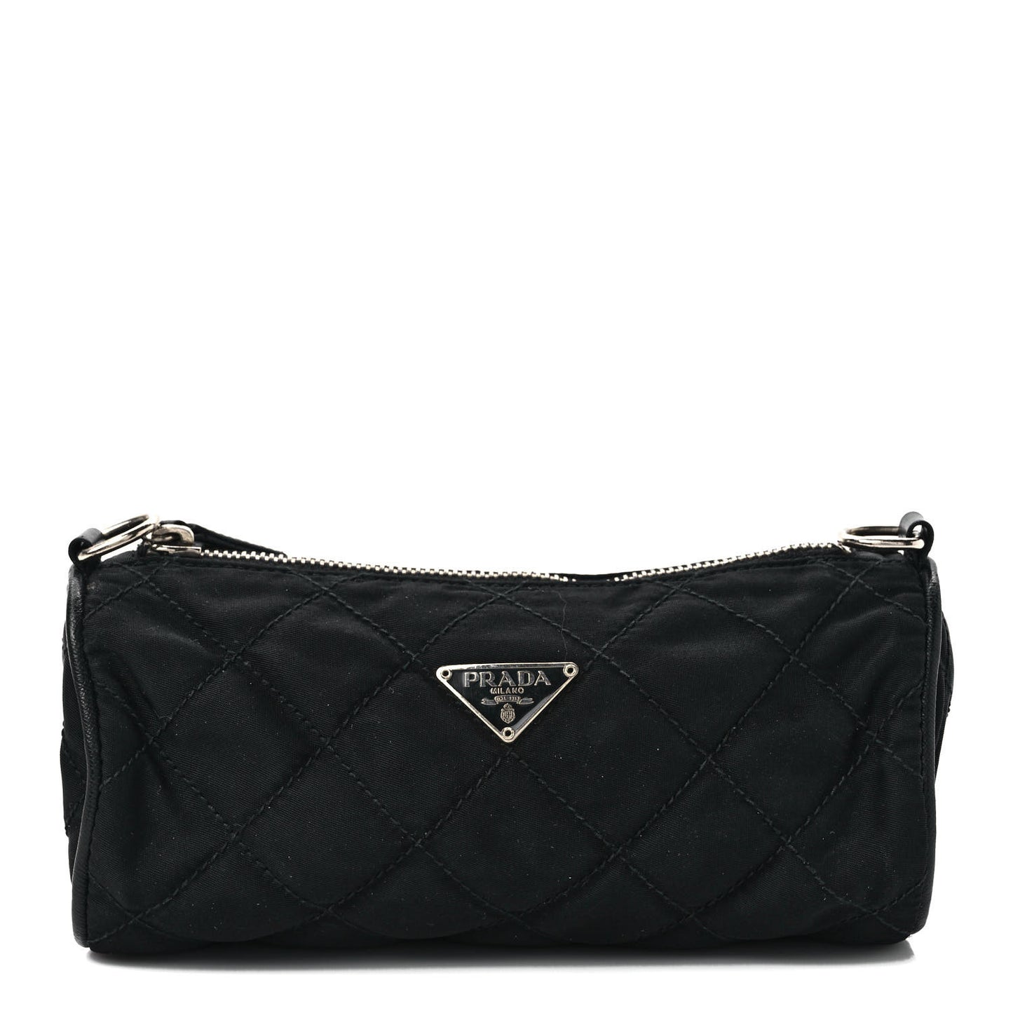 Tessuto Nylon Saffiano Impunturato Quilted Barrel Pochette Black