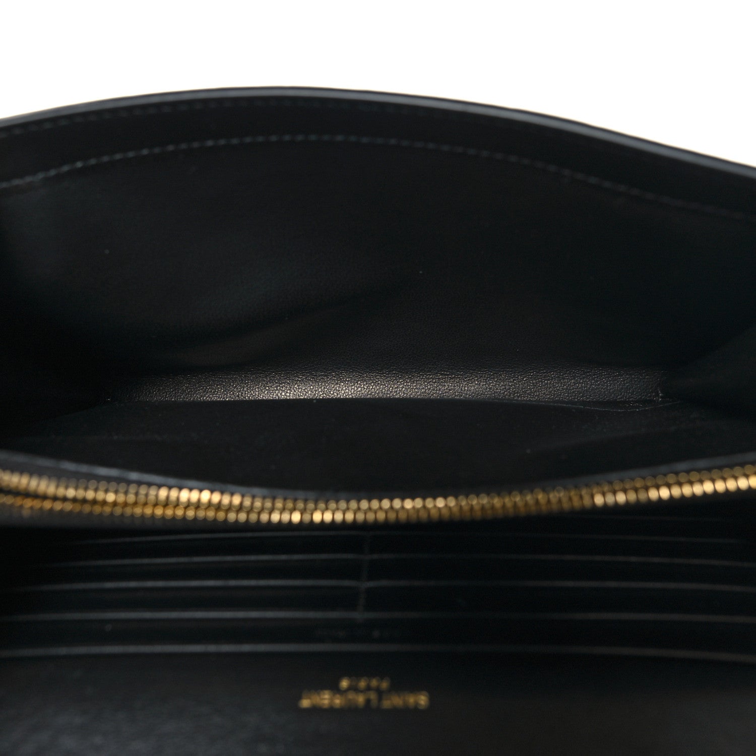 Saint Laurent Calfskin Crocodile Embossed Cassandre Wallet On Chain WOC Black 6 of 11
