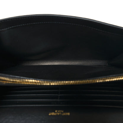 Saint Laurent Calfskin Crocodile Embossed Cassandre Wallet On Chain WOC Black 6 of 11