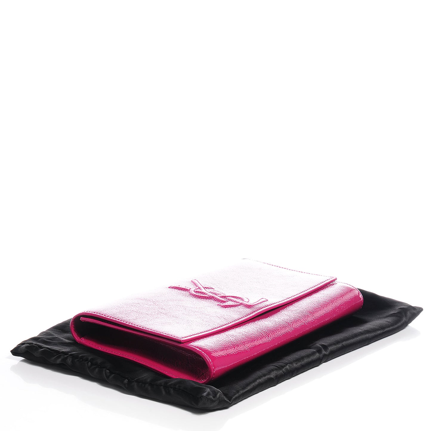 Textured Patent Monogram Large Belle De Jour Clutch Fuchsia