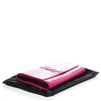 Saint Laurent Textured Patent Monogram Large Belle De Jour Clutch Fuchsia 4 of 7