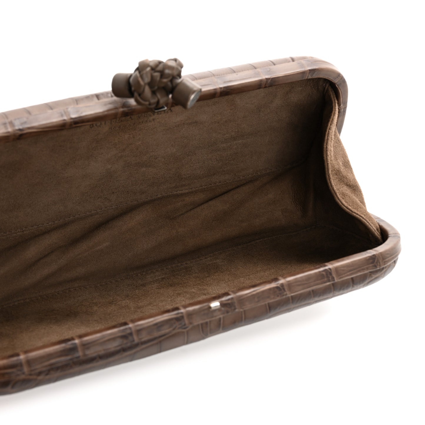 Crocodile Stretch Knot Clutch Brown