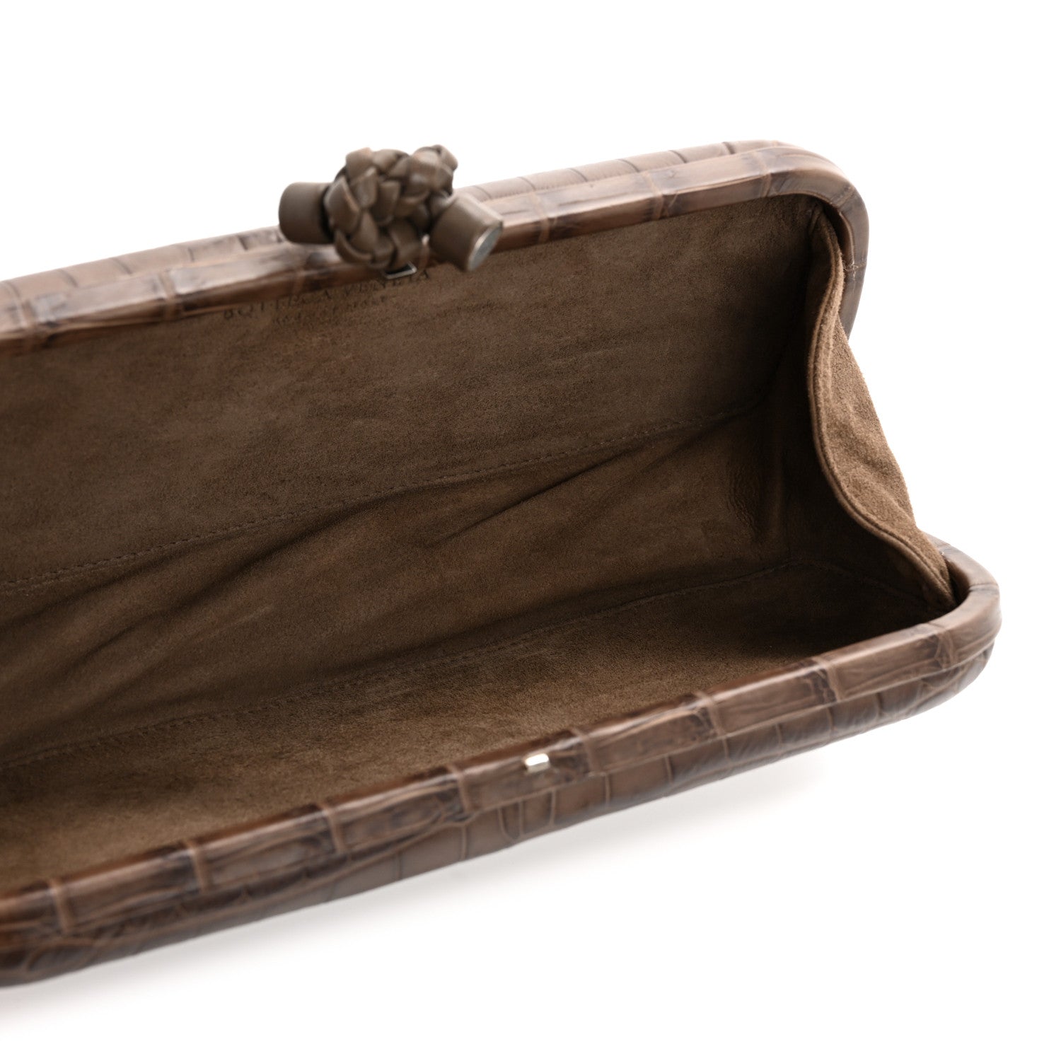 Bottega Veneta Crocodile Stretch Knot Clutch Brown 5 of 12