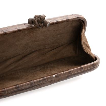 Bottega Veneta Crocodile Stretch Knot Clutch Brown 5 of 12