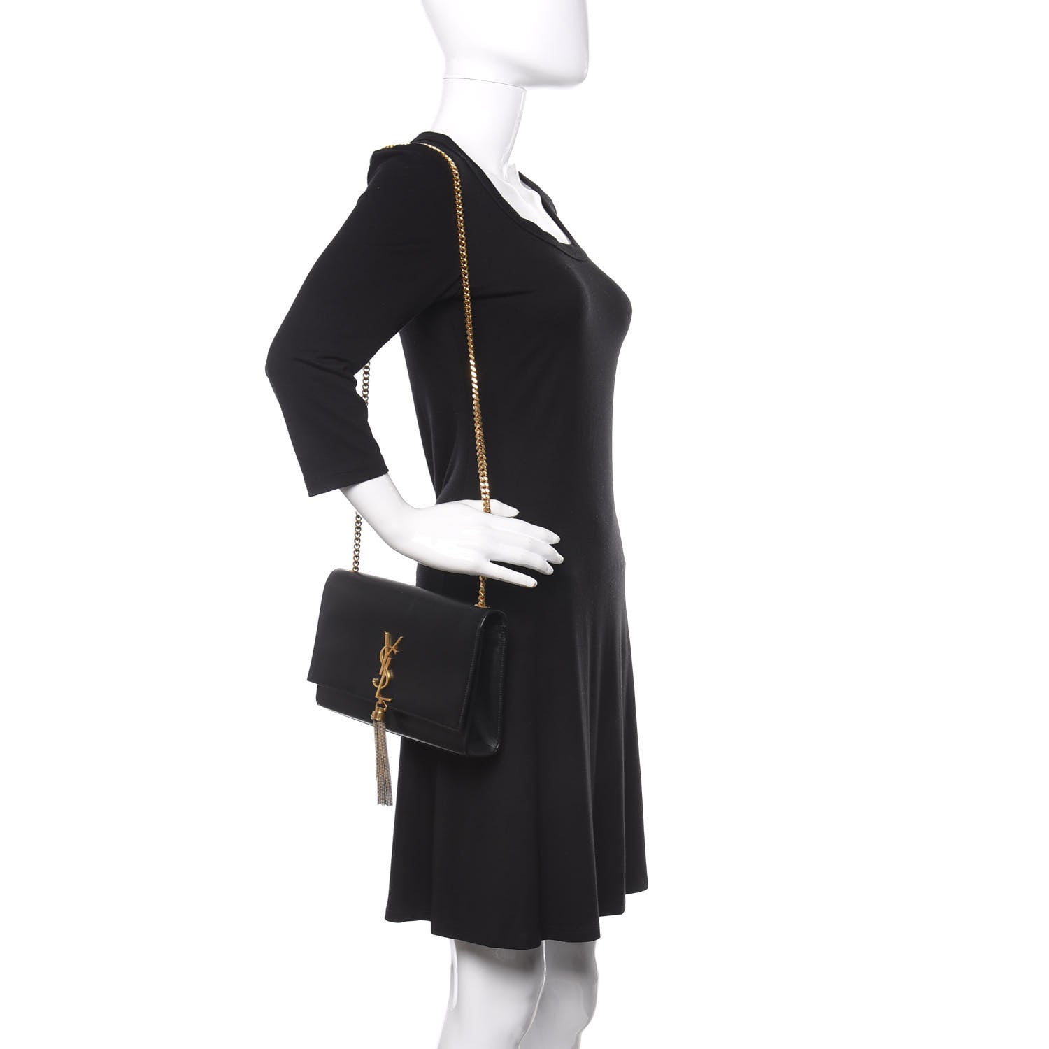 Saint Laurent Smooth Calfskin Medium Classic Monogram Kate Tassel Satchel Black 2 of 10