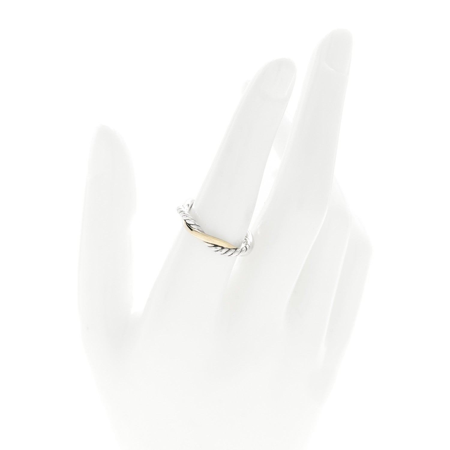 David Yurman Sterling Silver 14K Yellow Gold Petite Infinity Band Ring 54 7 2 of 5