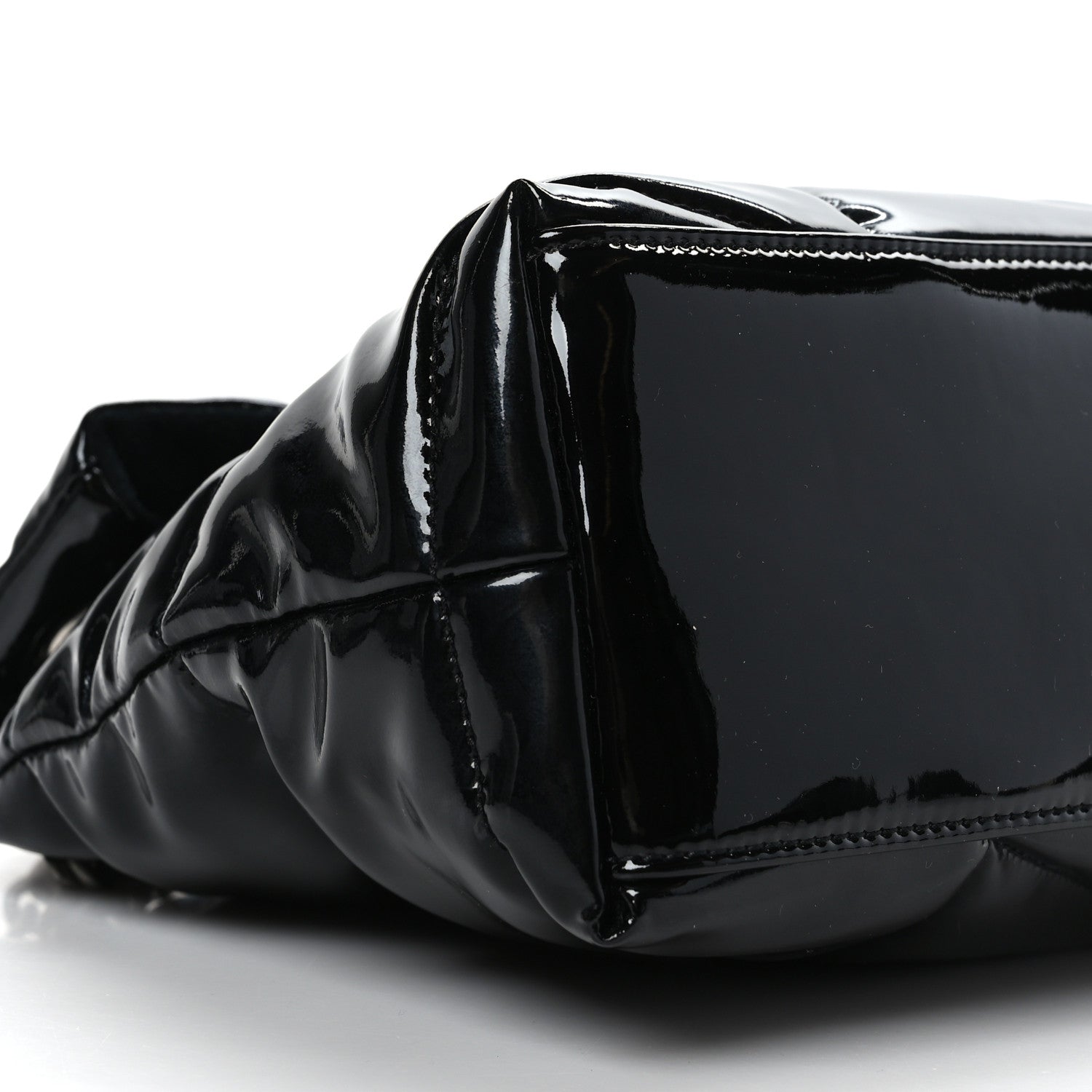 Saint Laurent Patent Lambskin Quilted Small Loulou Puffer Monogram Chain Satchel Black 8 of 9