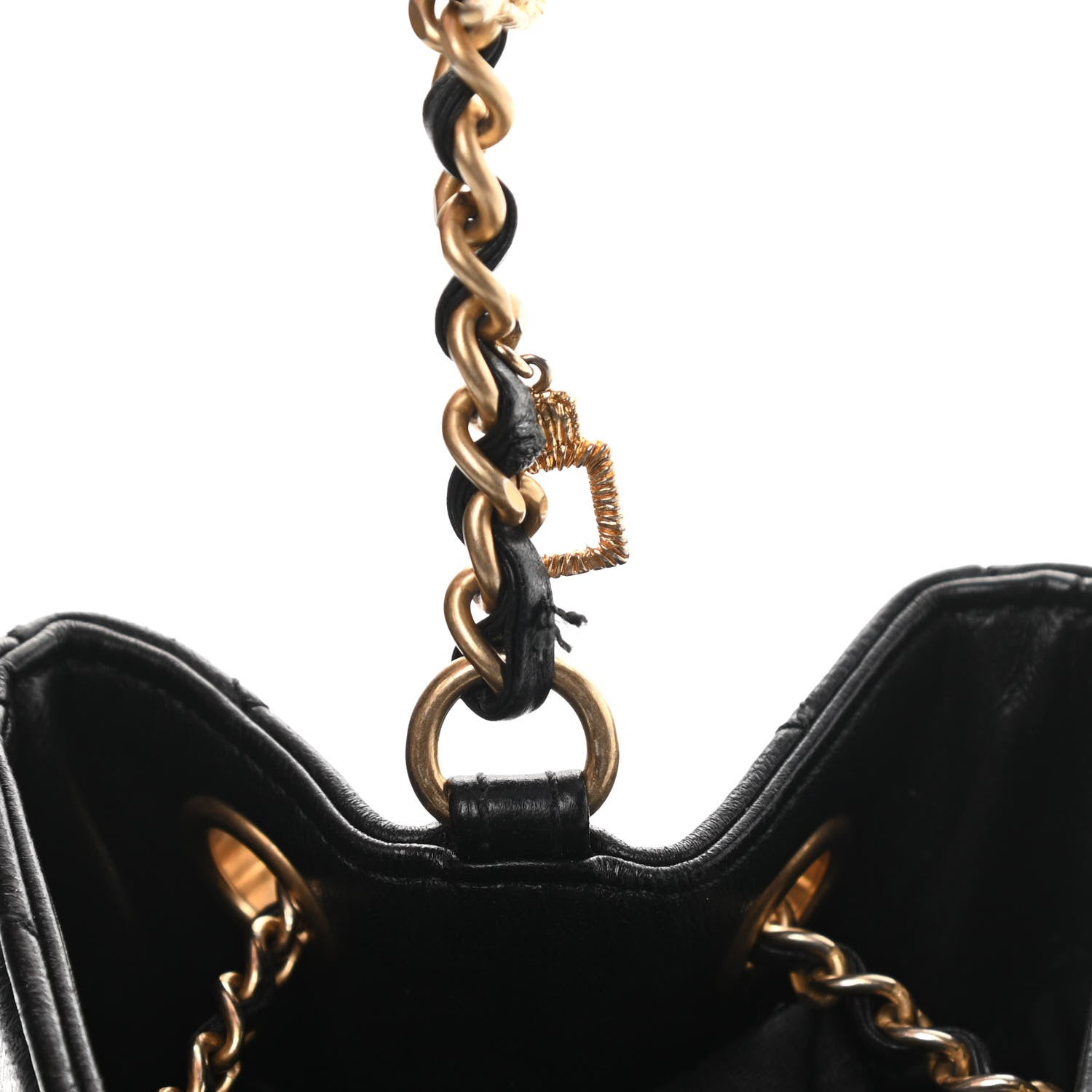 Chanel Calfskin Stitched Small Egyptian Amulet Drawstring Bag Black 11 of 11