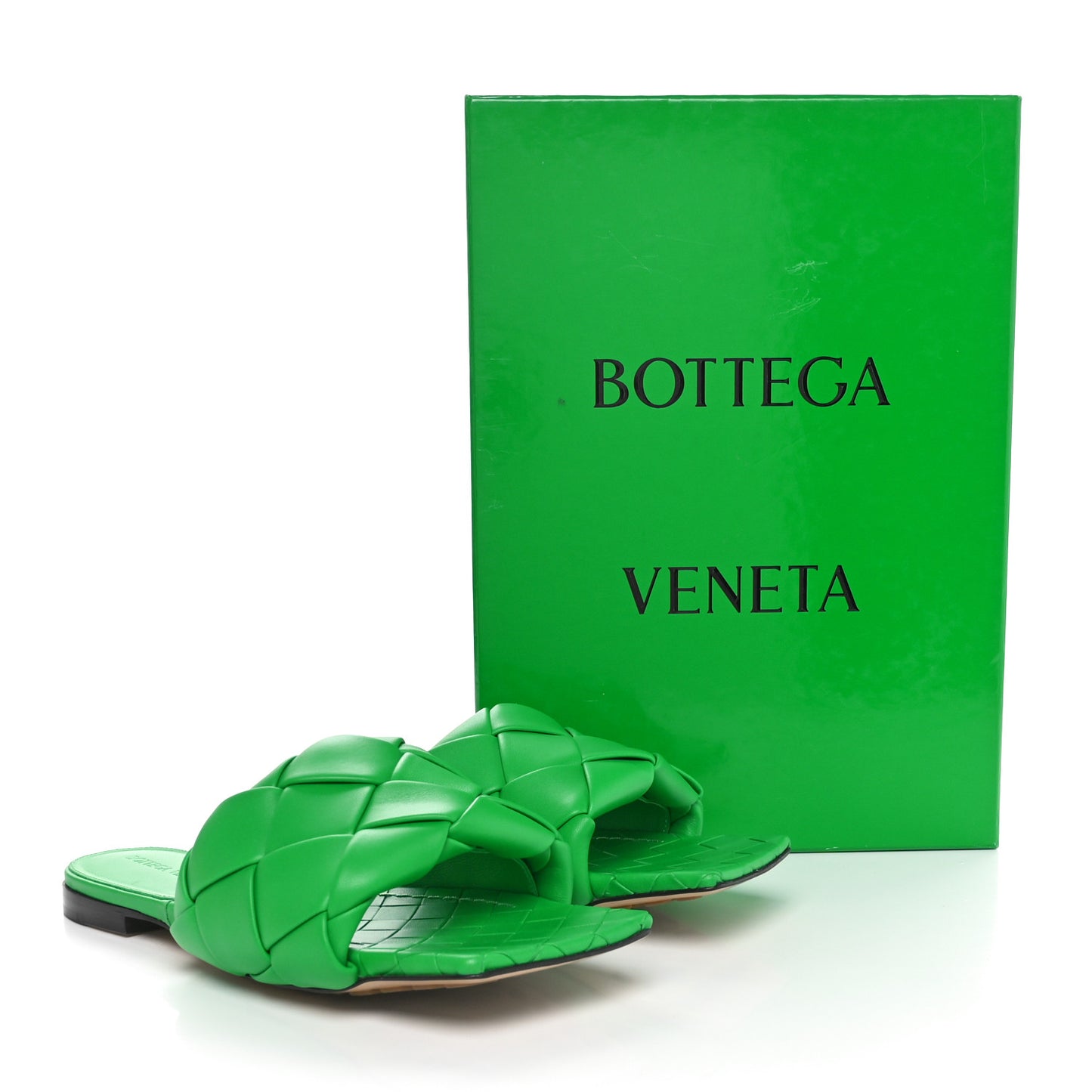 Nappa Maxi Intrecciato Lido Flat Sandals 38.5 Grass