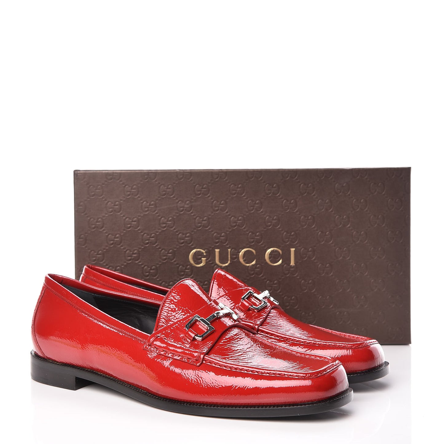 Naplack Patent Horsebit Womens Banks Loafers 41 Red