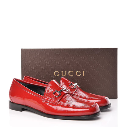 Gucci Naplack Patent Horsebit Womens Banks Loafers 41 Red 11 of 11