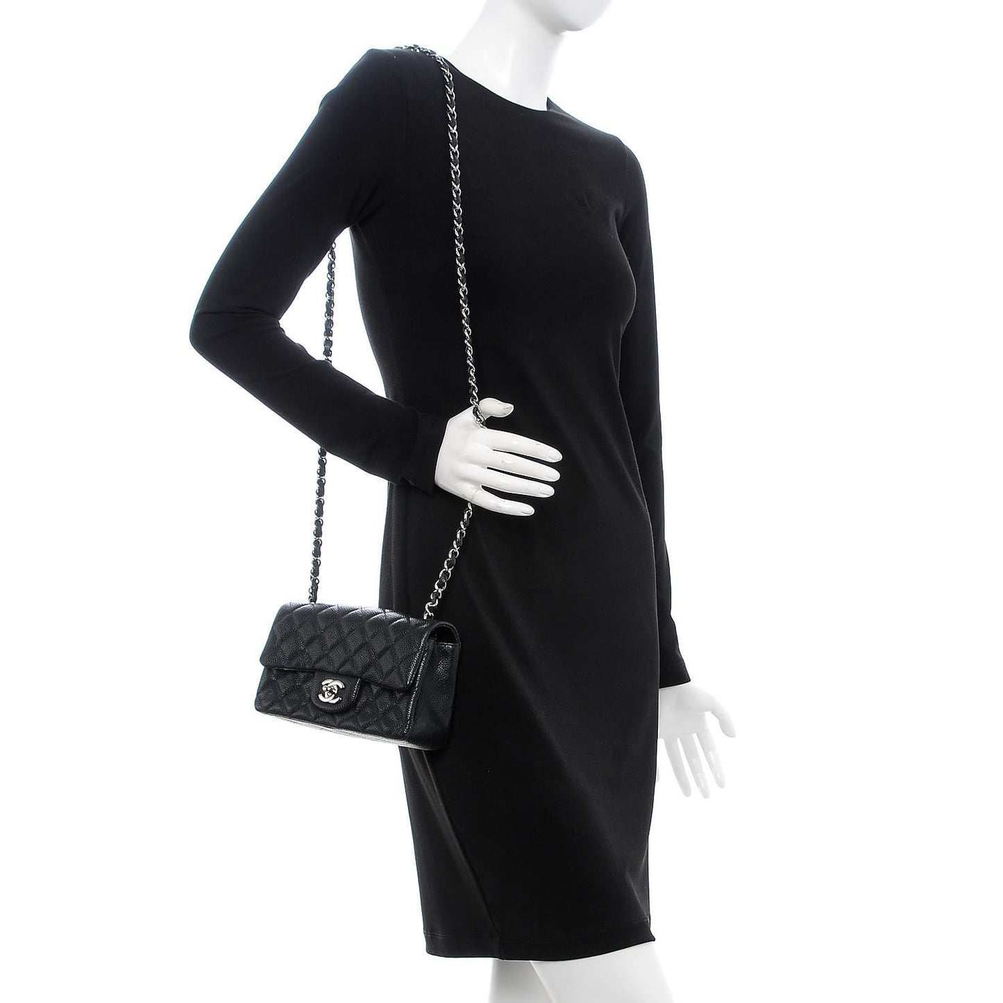 Caviar Quilted Mini Rectangular Flap Black