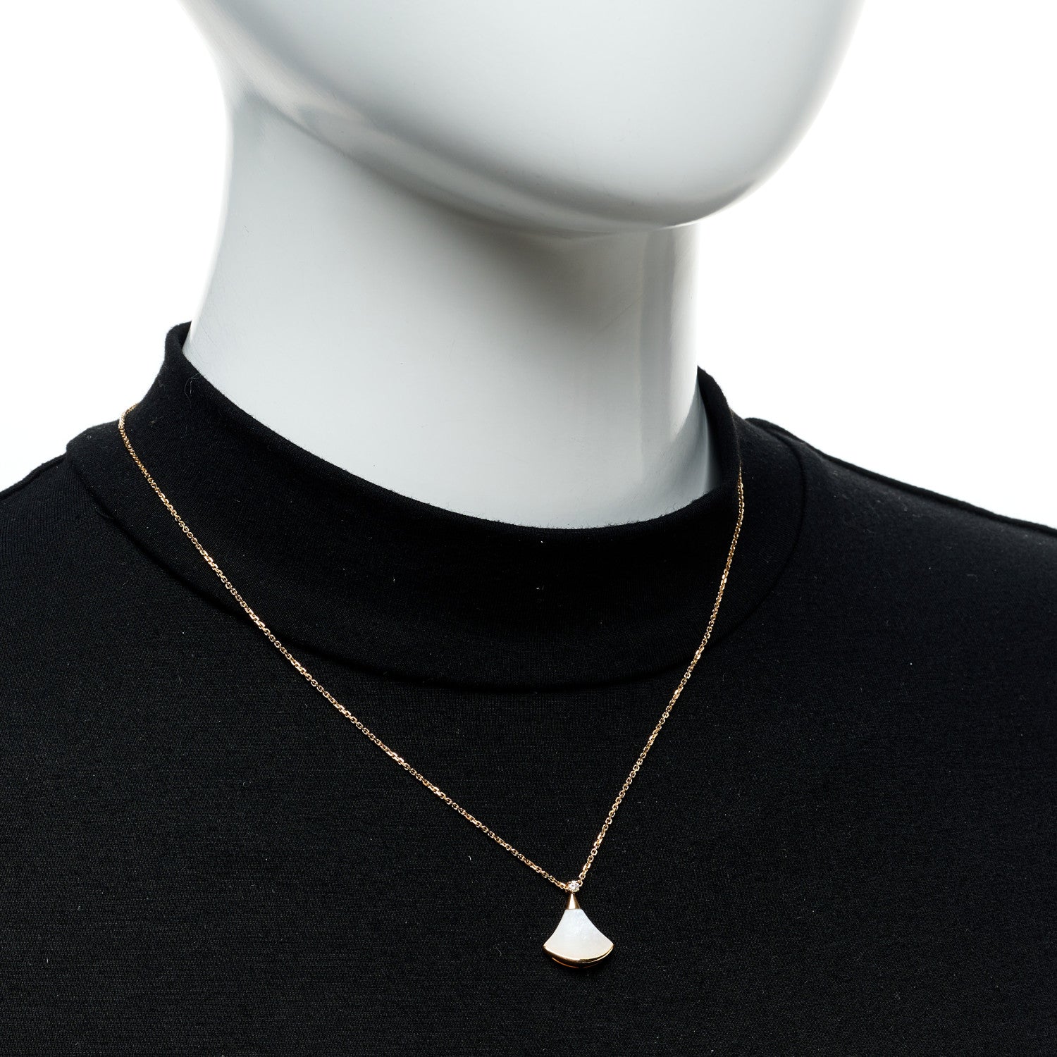 Bulgari 18K Rose Gold Diamond Mother of Pearl Small Divas' Dream Pendant Necklace 2 of 6