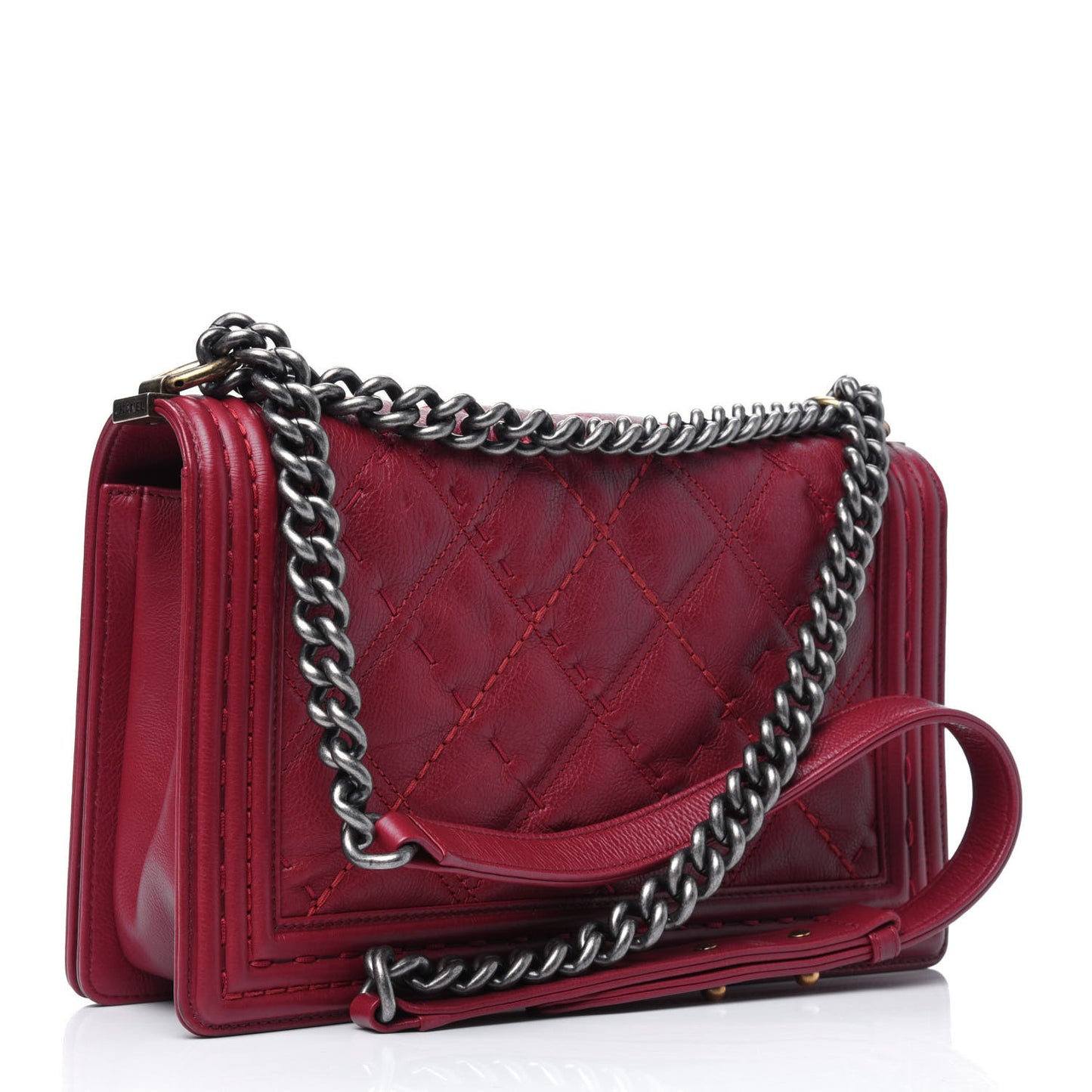 Calfskin Stitched New Medium Boy Flap Red