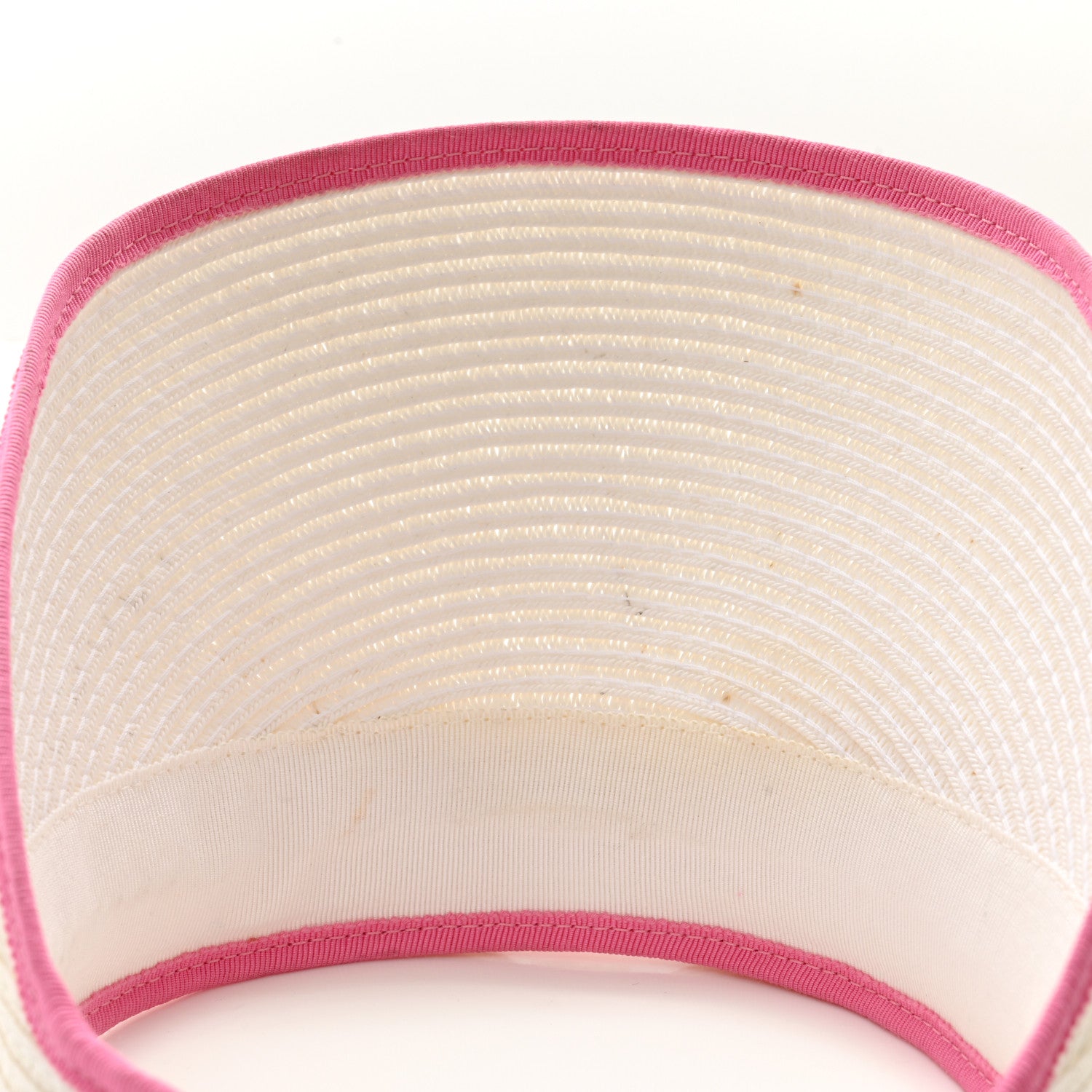 Chanel Straw Grosgrain Visor M White Pink 8 of 8