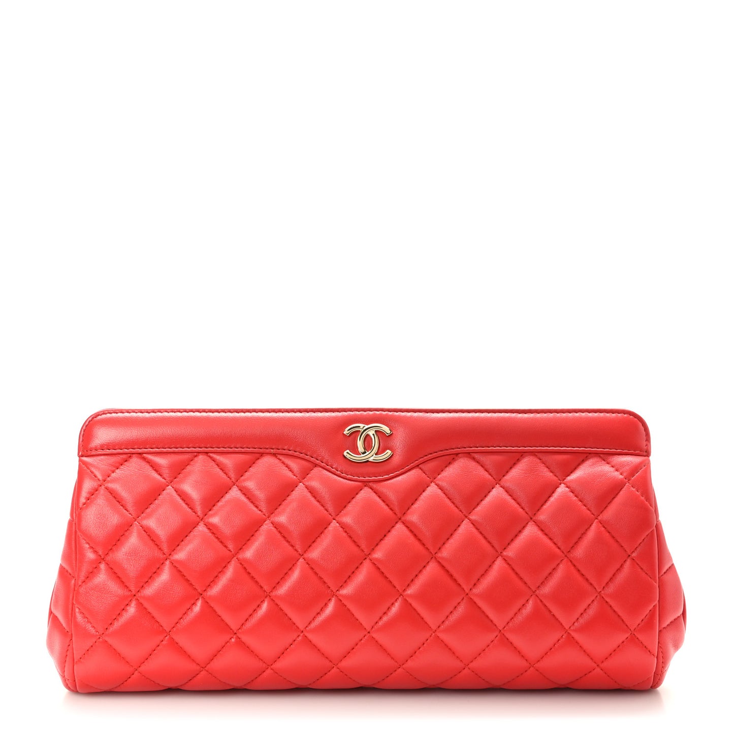 Lambskin Quilted Clutch Red