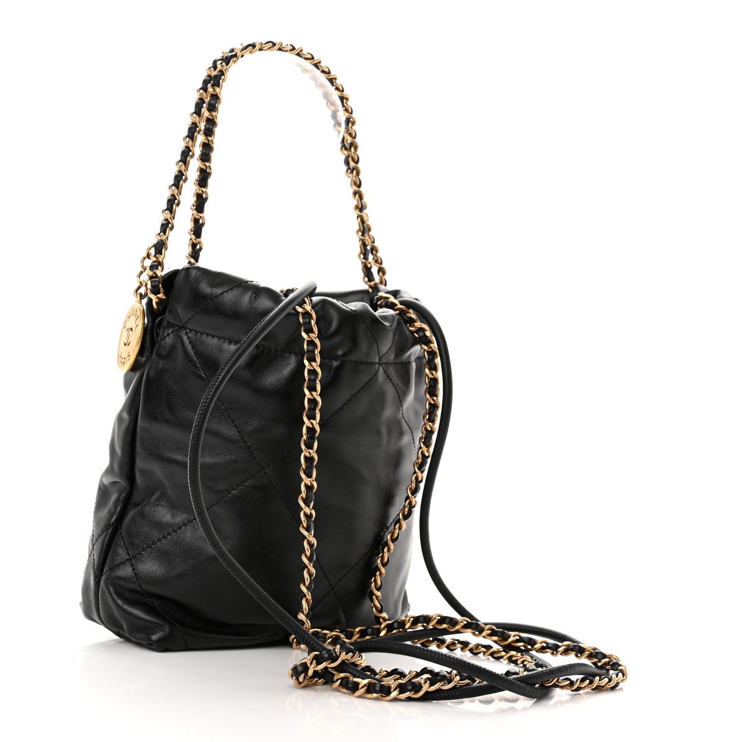 Chanel Shiny Calfskin Quilted Mini Chanel 22 Black 3 of 11
