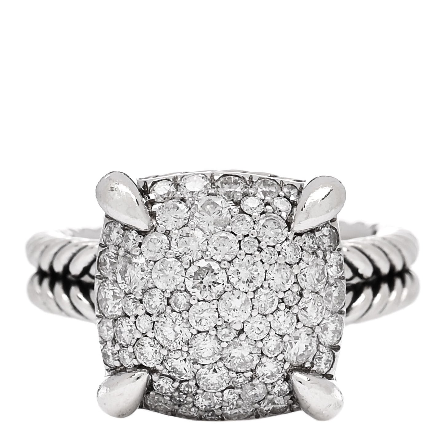 Sterling Silver Diamond 14mm Chatelaine Pave Ring 54 7